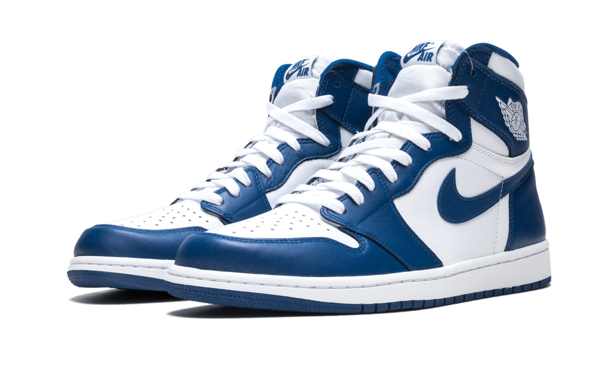 jordan 1 retro storm blue+555088-127+diagnol left view