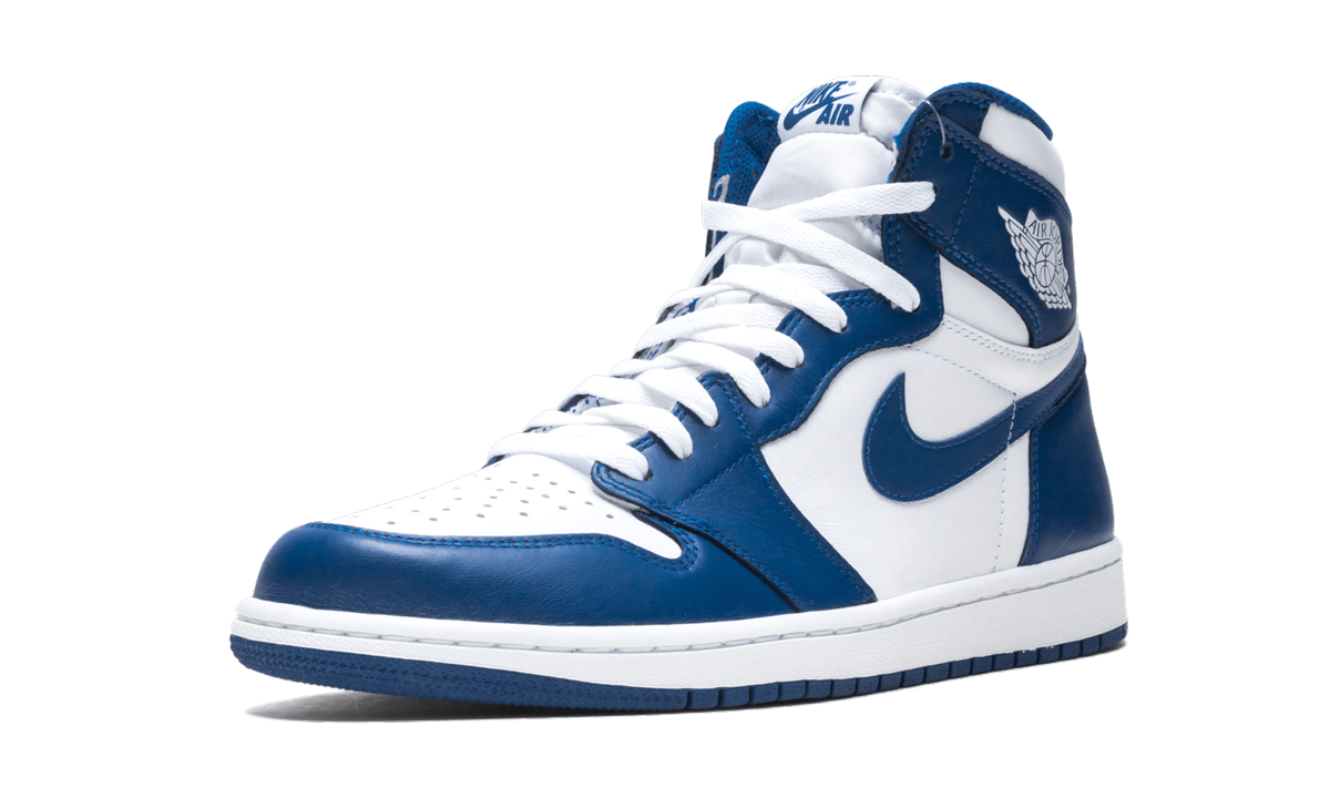 jordan 1 retro storm blue+555088-127+left diagnol single view