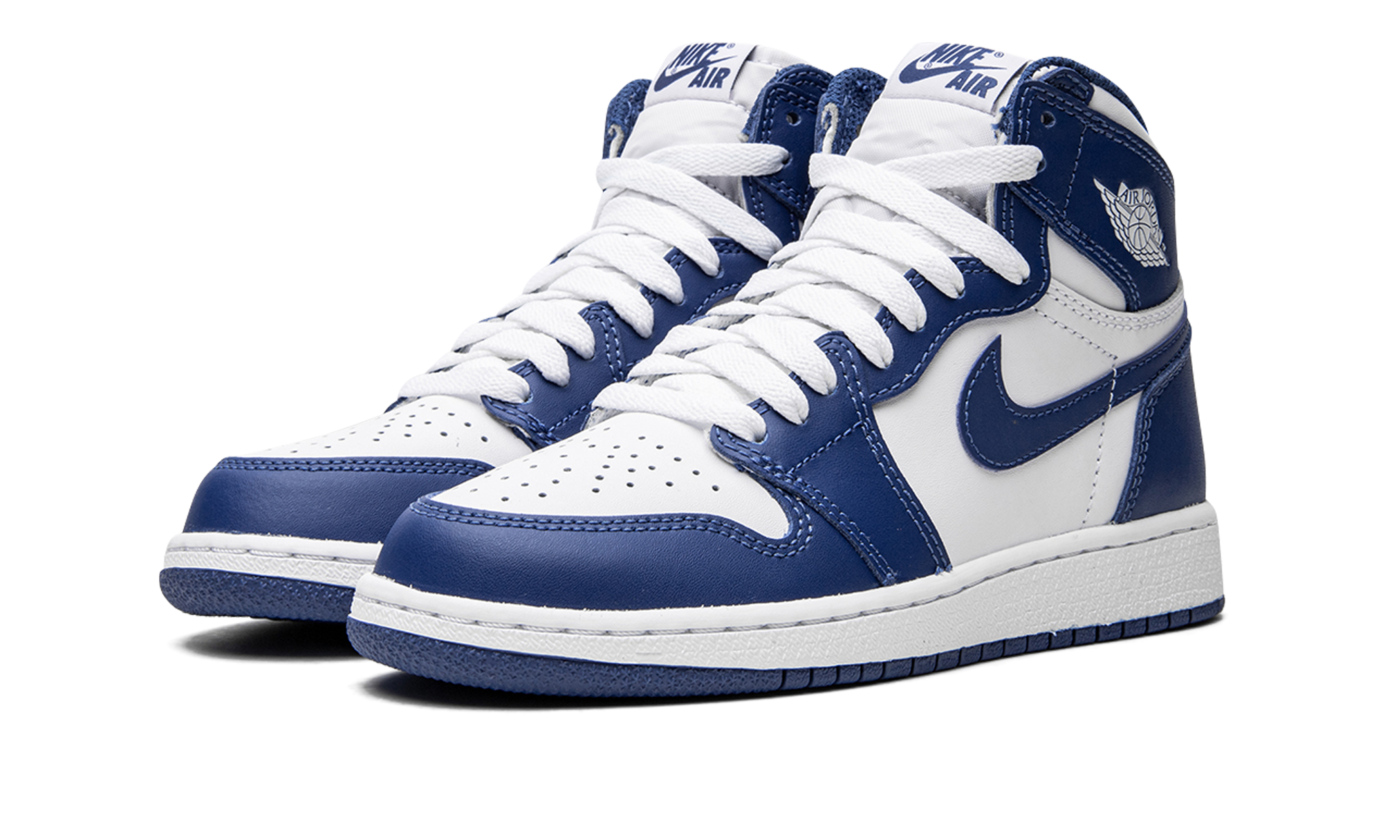 jordan 1 retro storm blue gs+575441-127+diagnol left view
