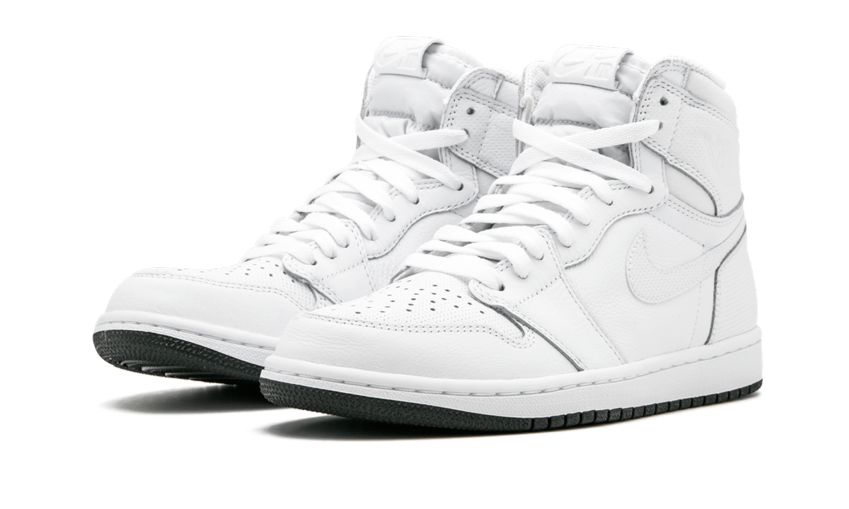 jordan 1 retro white perforated+555088-100+diagnol left view