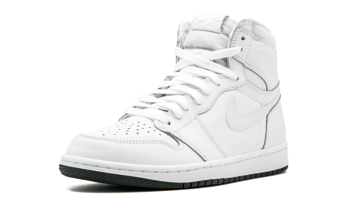 jordan 1 retro white perforated+555088-100+left diagnol single view