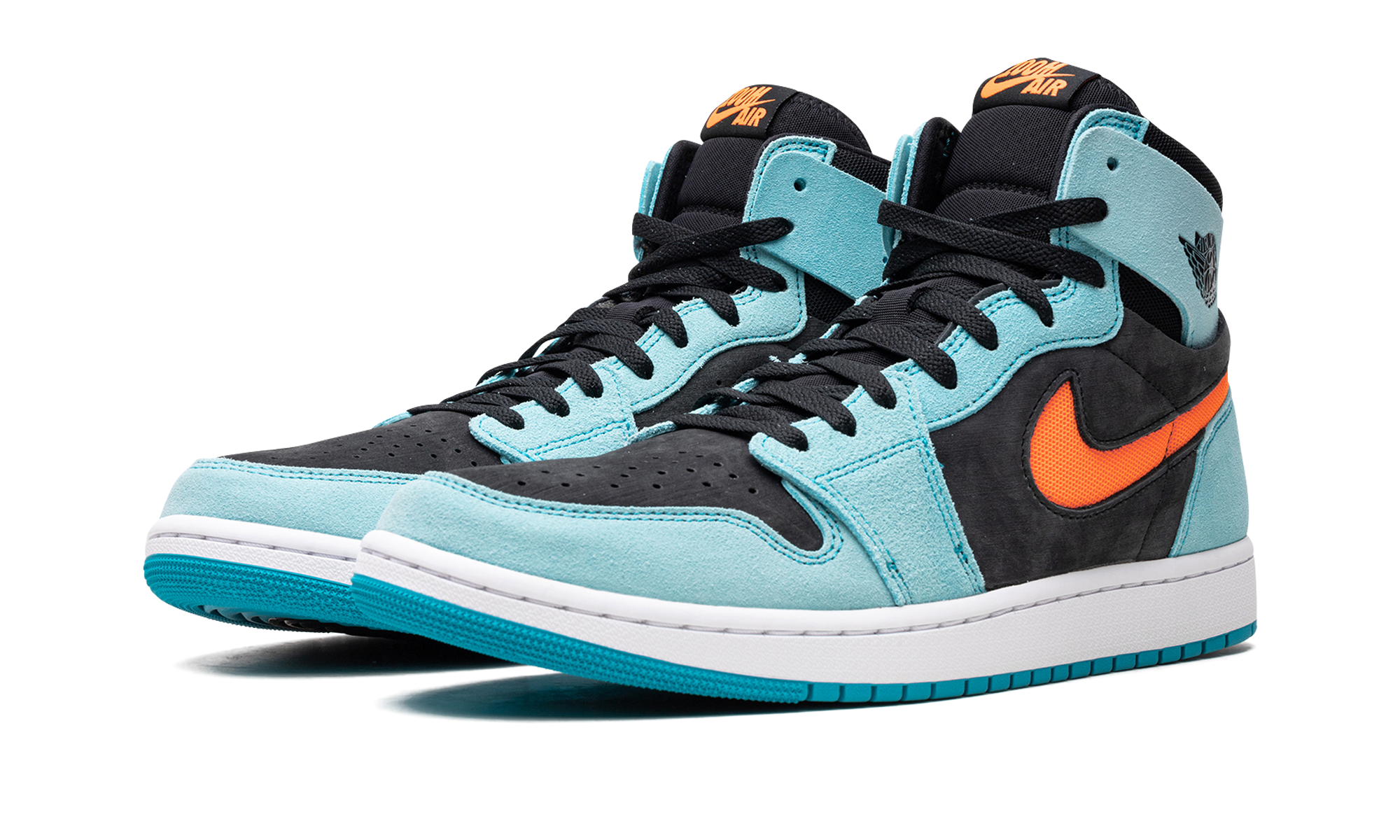 jordan 1 zoom cmft 2 bleached aqua bright citrus+DV1307-408+diagnol left view