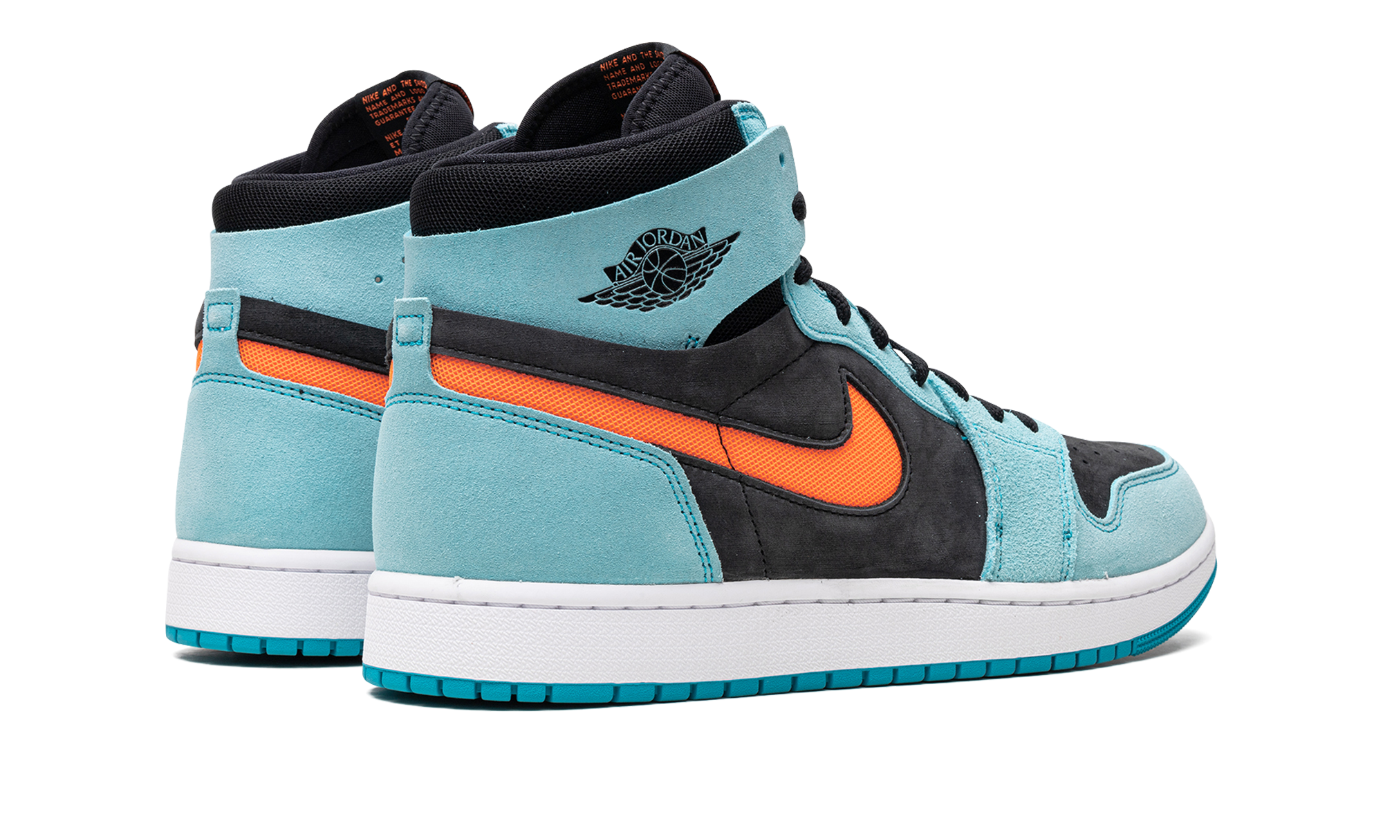 jordan 1 zoom cmft 2 bleached aqua bright citrus+DV1307-408+diagnol right behind view