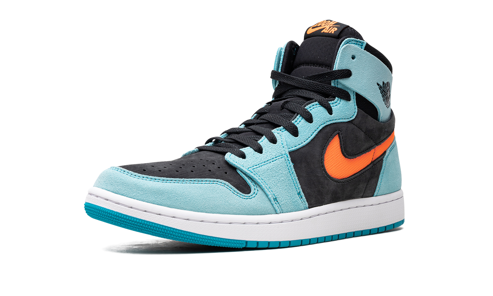 jordan 1 zoom cmft 2 bleached aqua bright citrus+DV1307-408+left diagnol single view