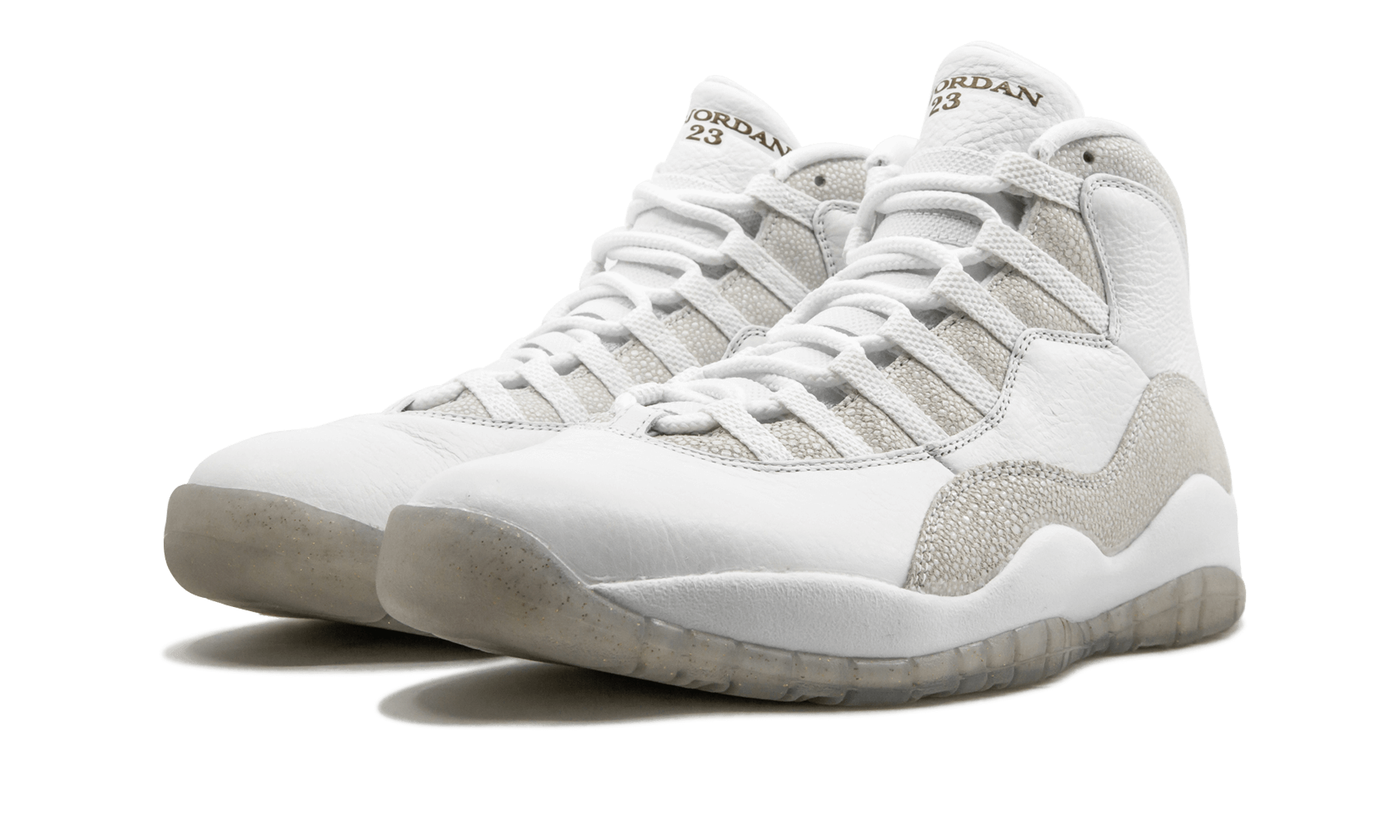 jordan 10 retro drake ovo white+819955-100+diagnol left view