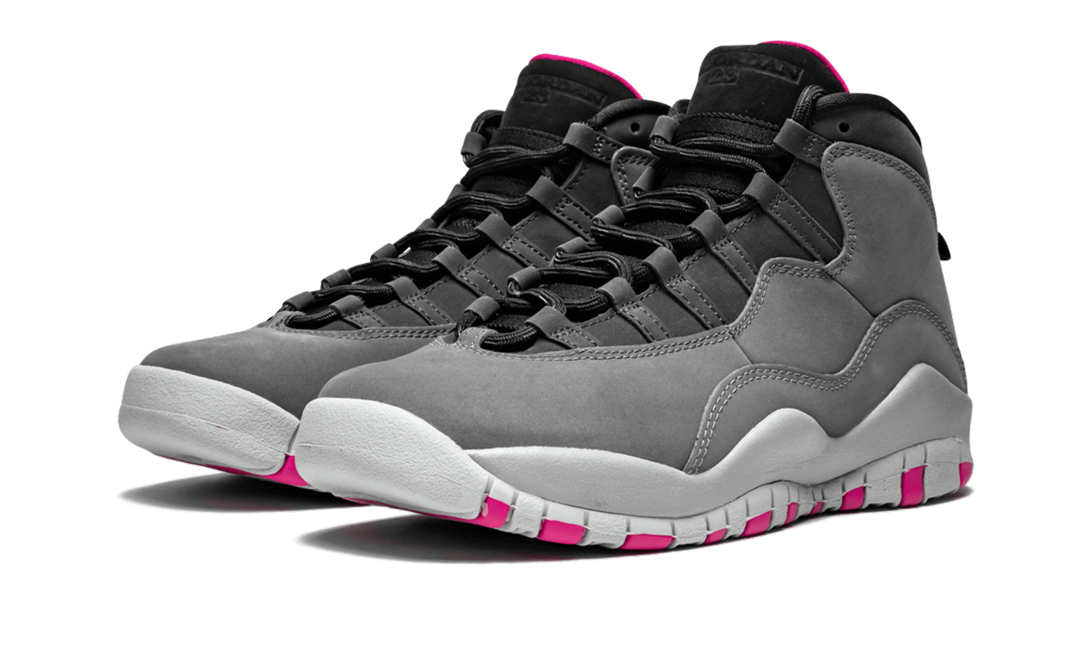 jordan 10 retro rush pink gs+487211-006+diagnol left view