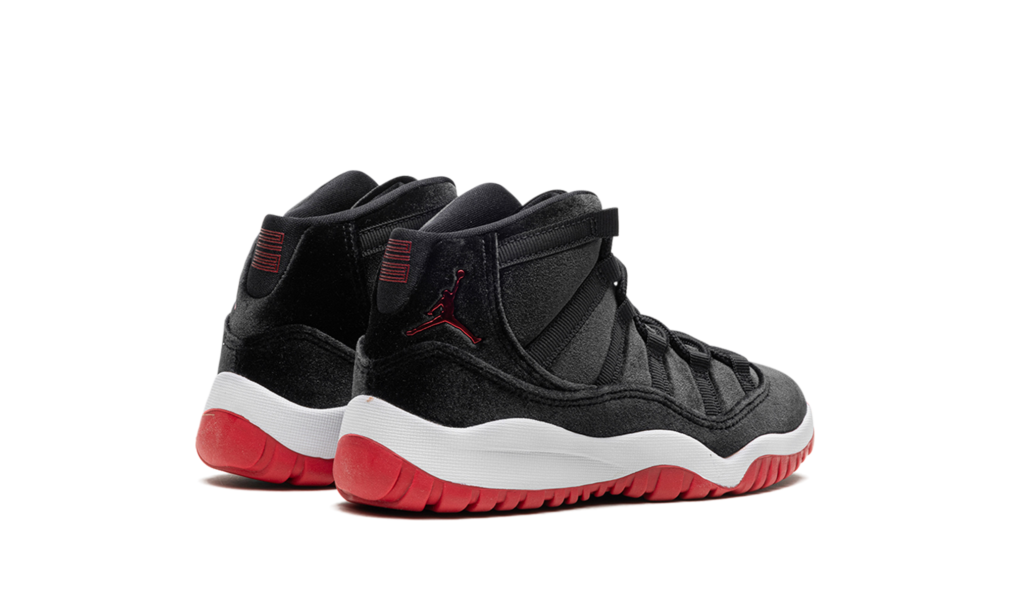 jordan 11 retro bred velvet ps+HF7807-061+diagnol right behind view