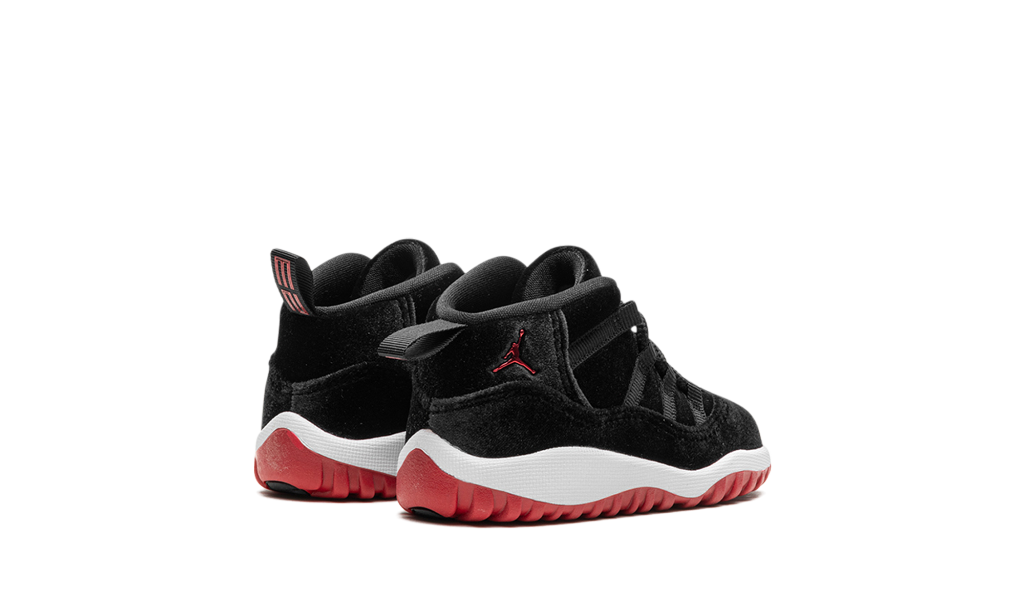 jordan 11 retro bred velvet td+HF7808-061+diagnol right behind view