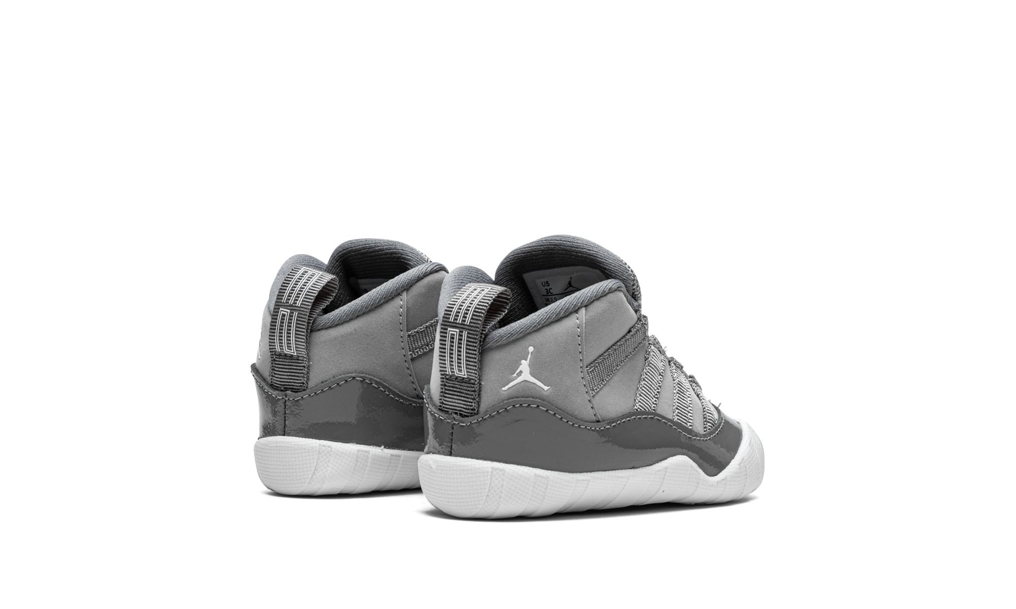 jordan 11 retro crib bootie cool grey 2021 i+CI6165-005+diagnol right behind view