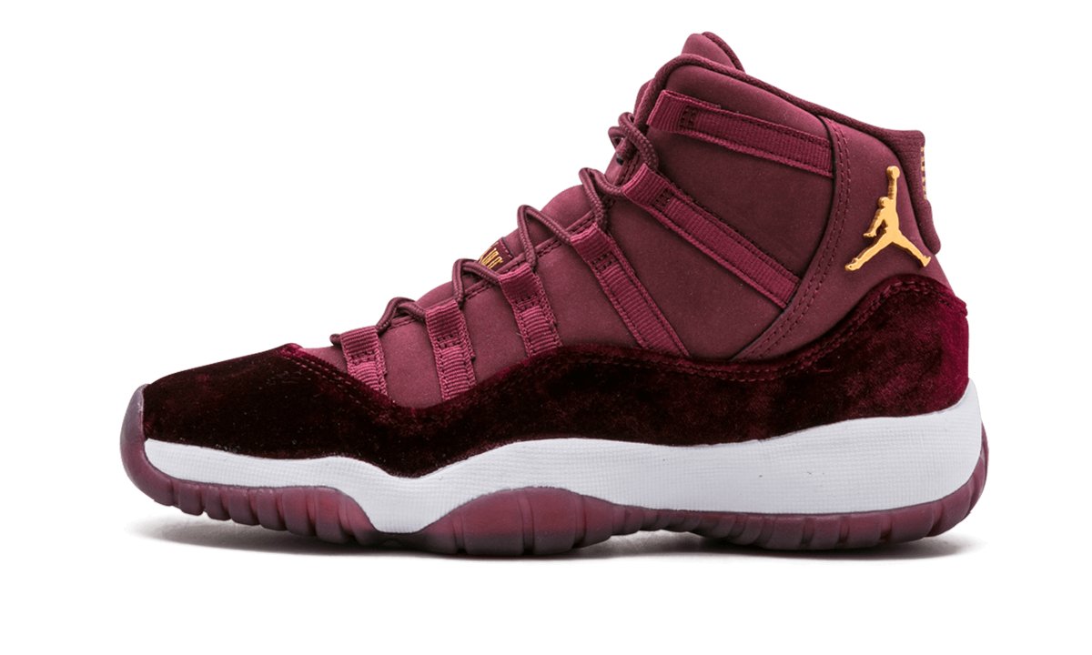jordan 11 retro heiress night maroon gs+852625-650+diagnol left view