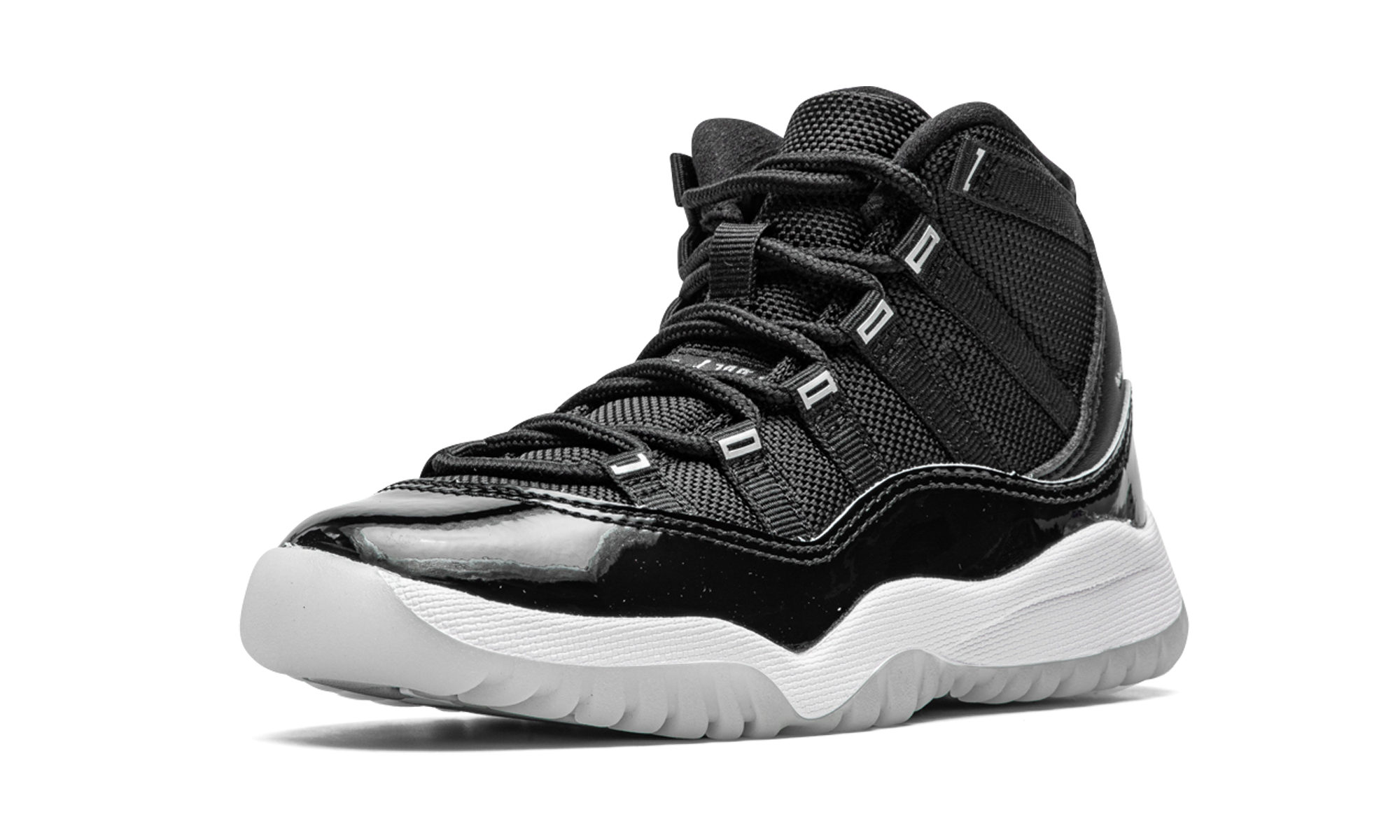 jordan 11 retro jubilee ps+378039-011+left diagnol single view