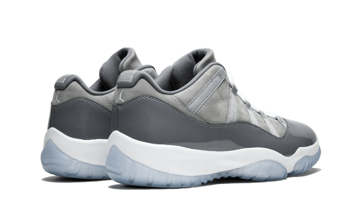 jordan 11 retro low cool grey+528895-003+diagnol right behind view