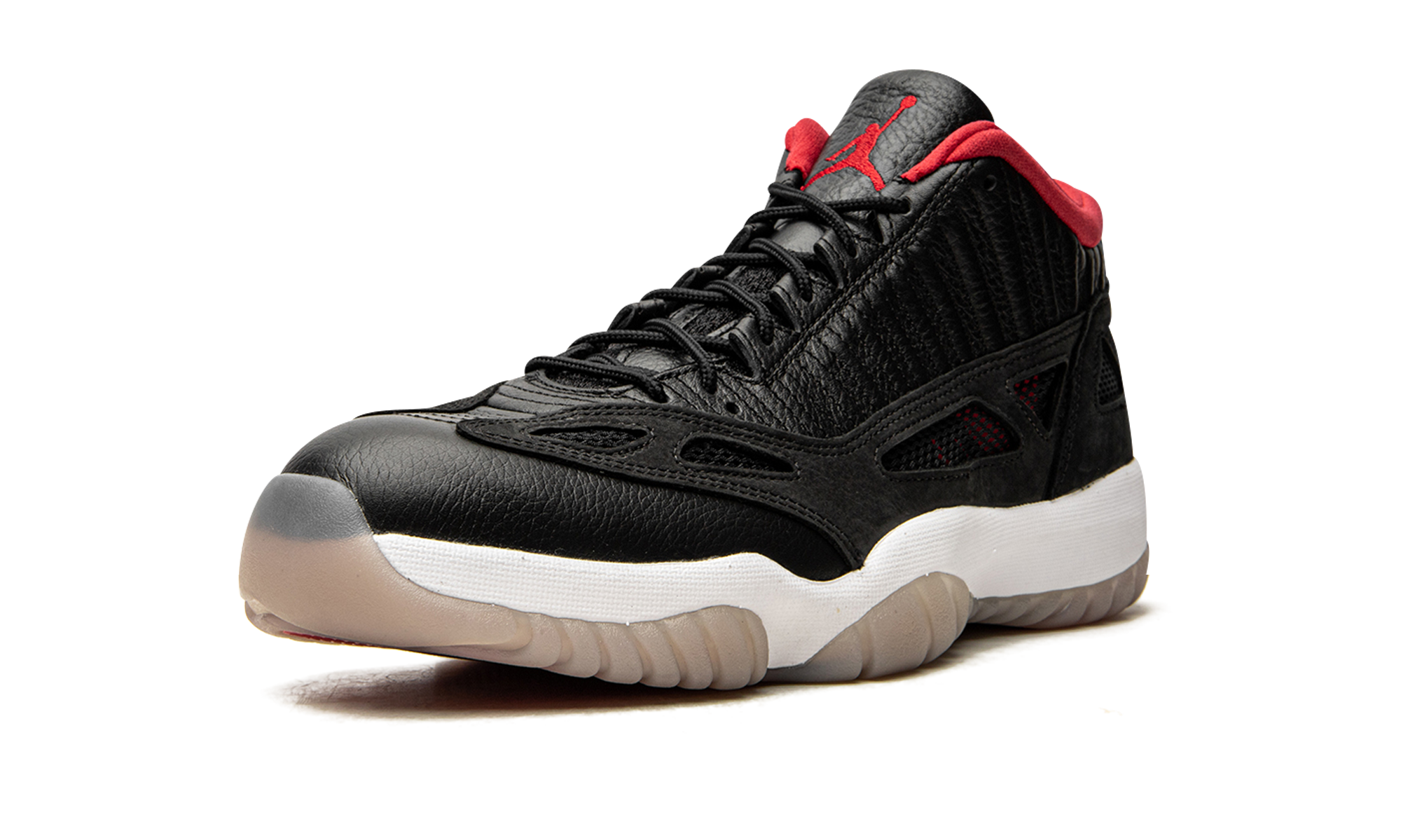 jordan 11 retro low ie bred 2021+919712-023+left diagnol single view