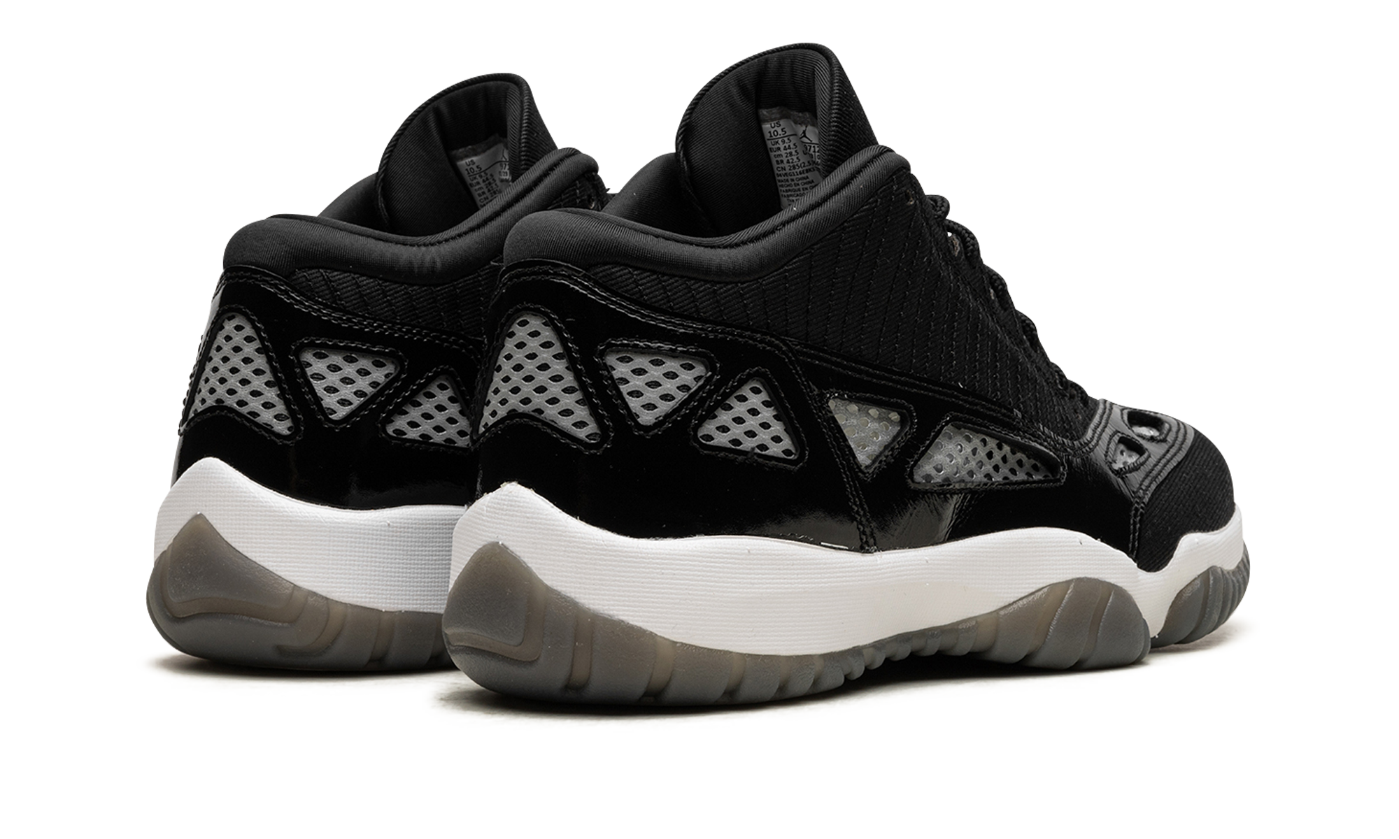 jordan 11 retro low ie craft black white+919712-001+diagnol right behind view