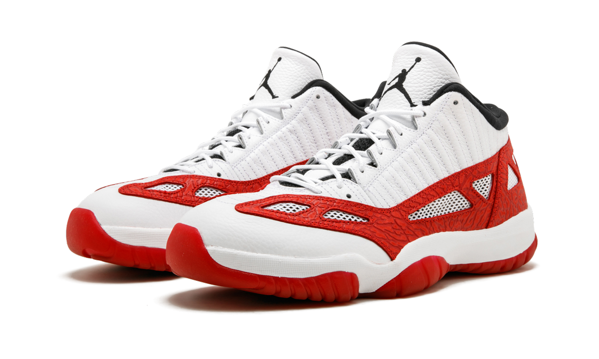 jordan 11 retro low ie white gym red+919712-101+diagnol left view