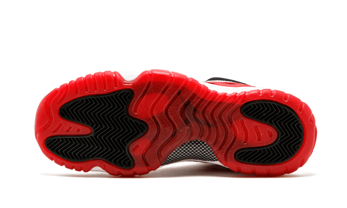 jordan 11 retro low ie white gym red gs+919713-101+bottom view