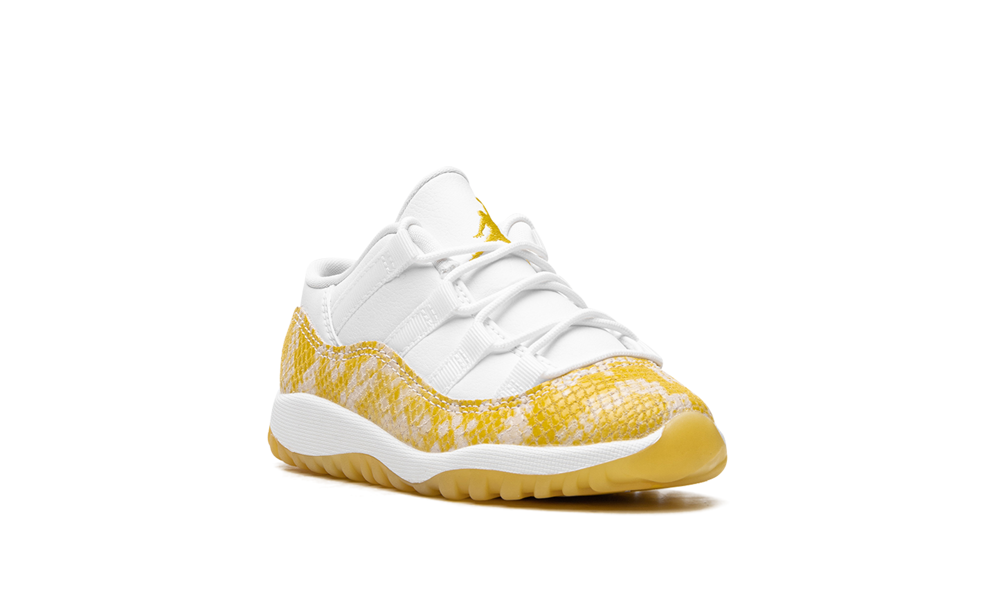 jordan 11 retro low yellow snakeskin td+645107-107+diagnol right view