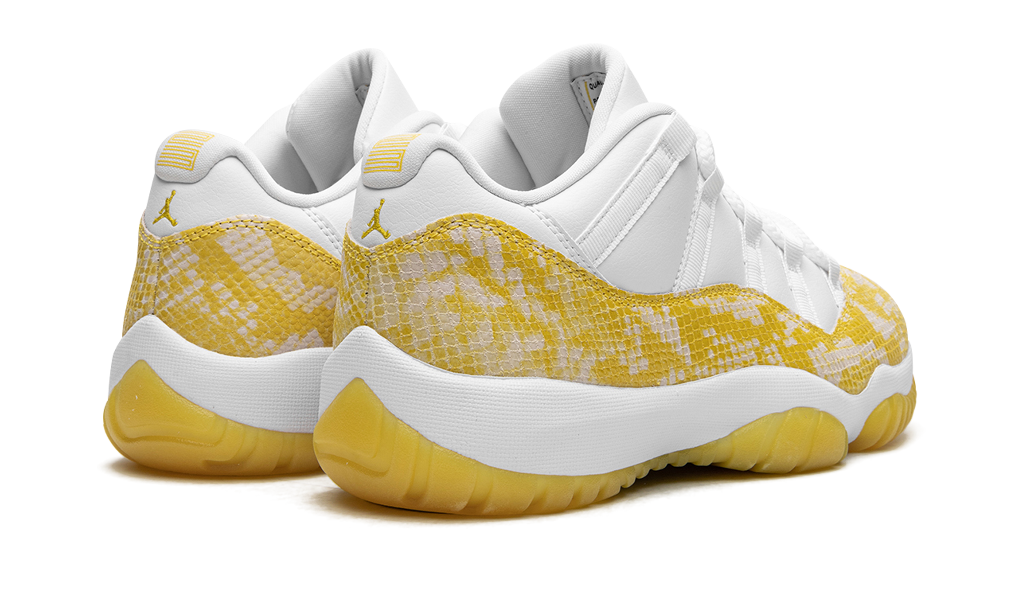 jordan 11 retro low yellow snakeskin women s+AH7860-107+diagnol right behind view