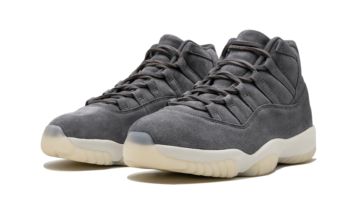 jordan 11 retro pinnacle grey suede+914433-003+diagnol left view