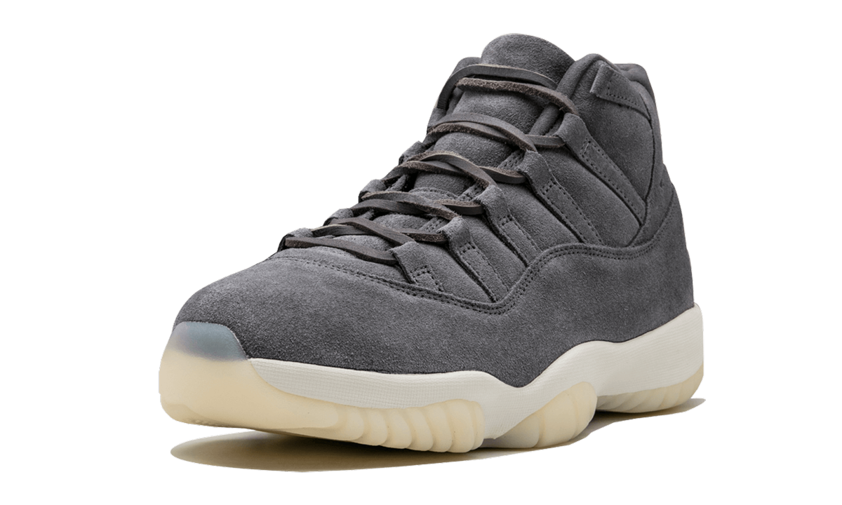 jordan 11 retro pinnacle grey suede+914433-003+left diagnol single view