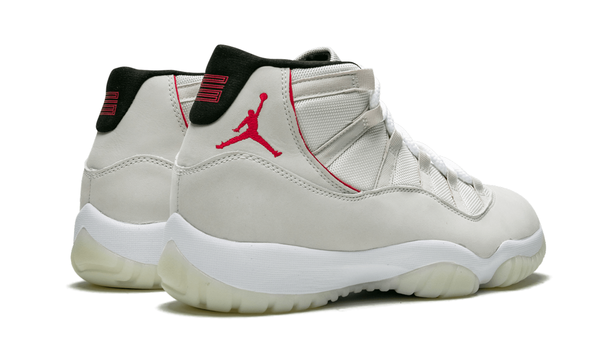 jordan 11 retro platinum tint+378037-016+diagnol right behind view