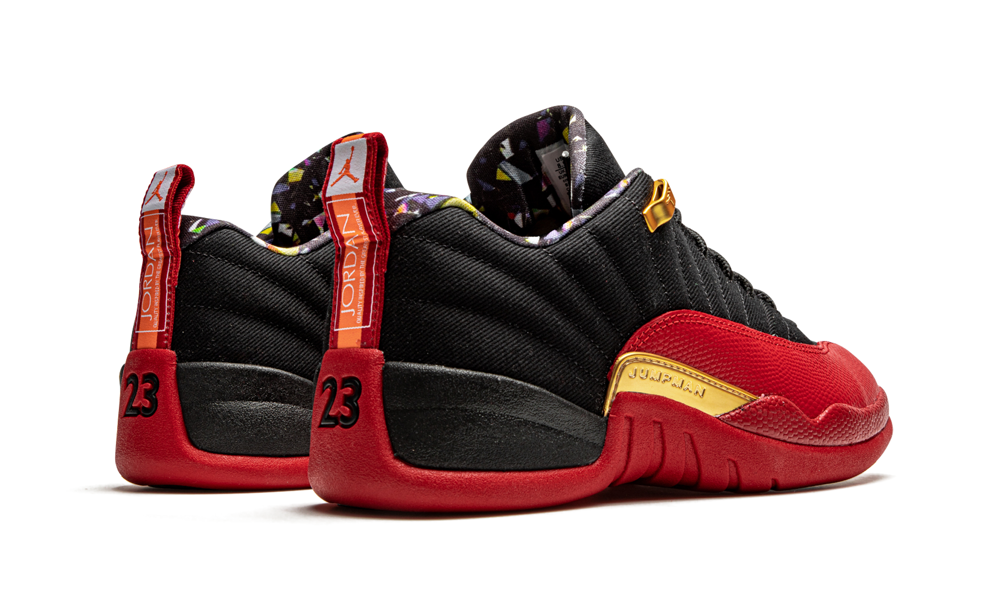 jordan 12 low se super bowl lv+DC1059-001+diagnol right behind view