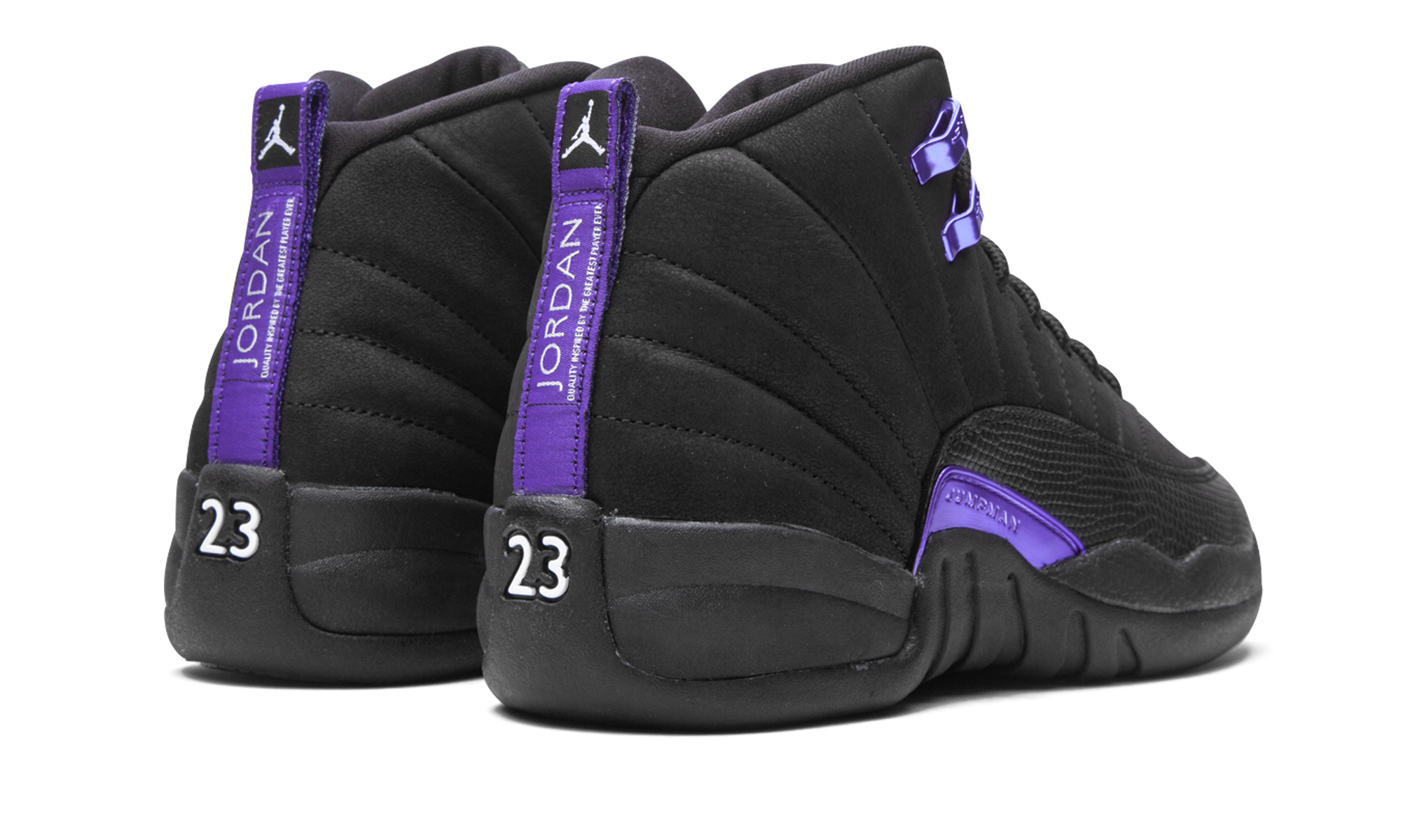 jordan 12 retro black dark concord gs+DH0905-005+diagnol right behind view