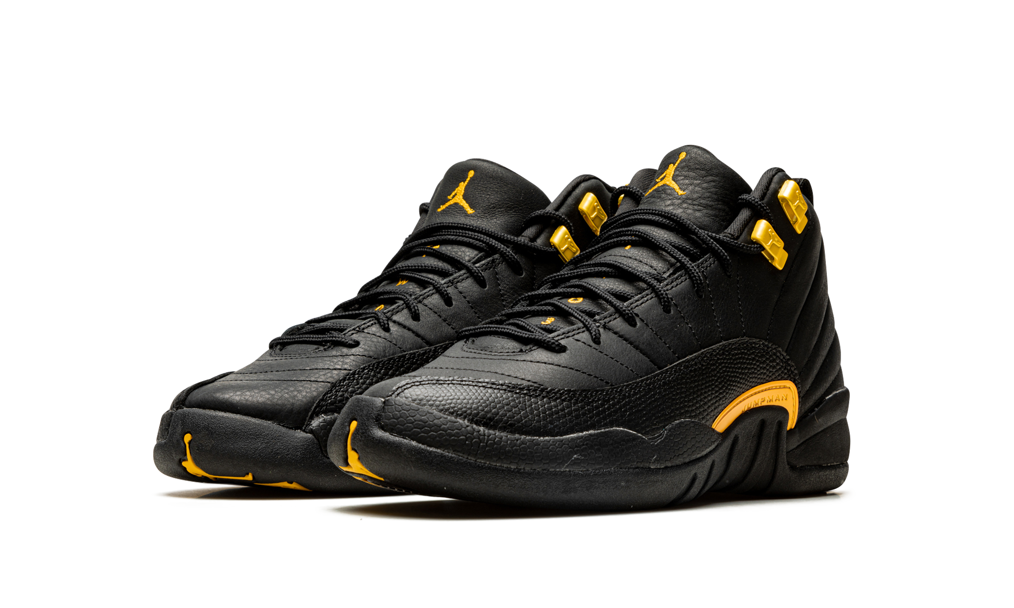 jordan 12 retro black taxi gs+153265-071+diagnol left view