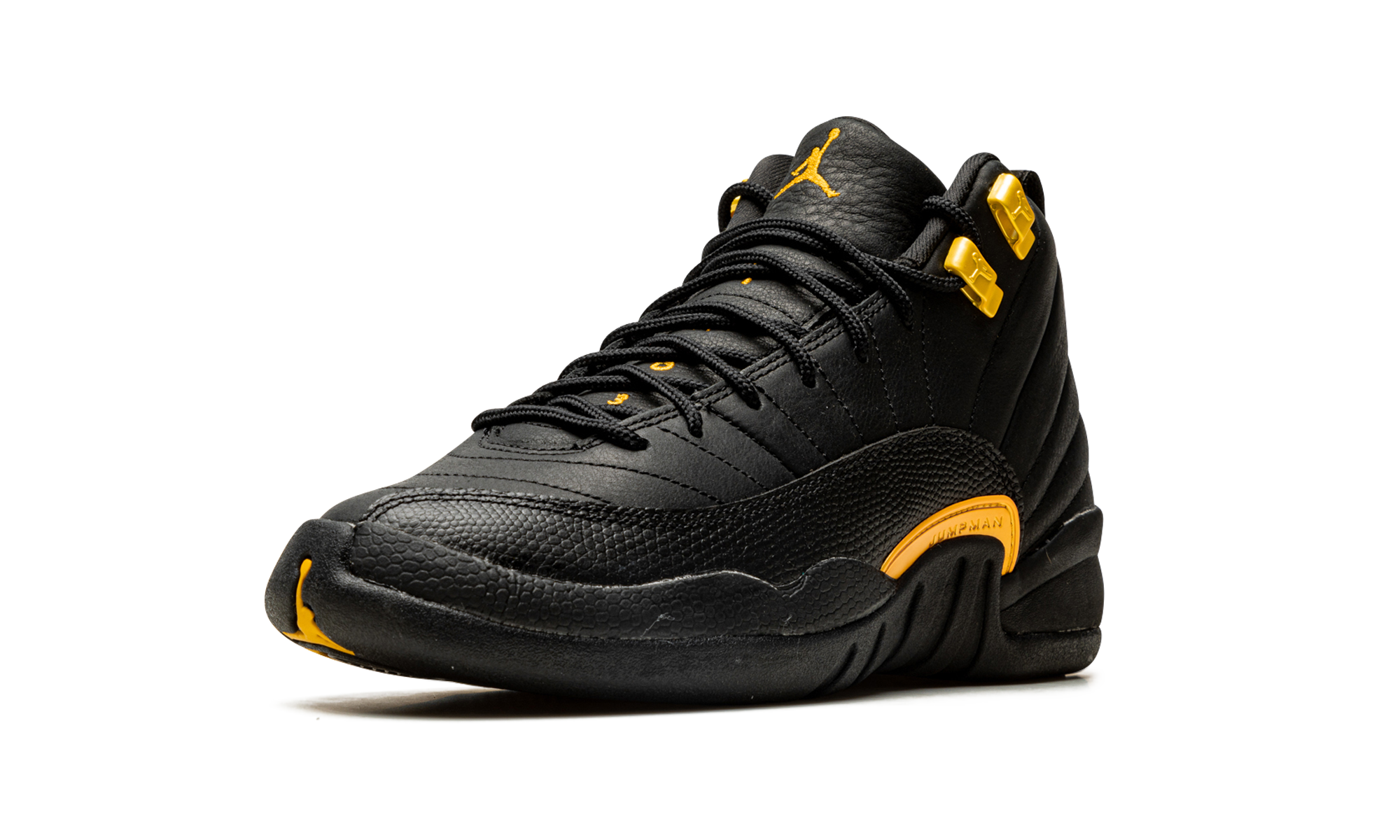 jordan 12 retro black taxi gs+153265-071+left diagnol single view