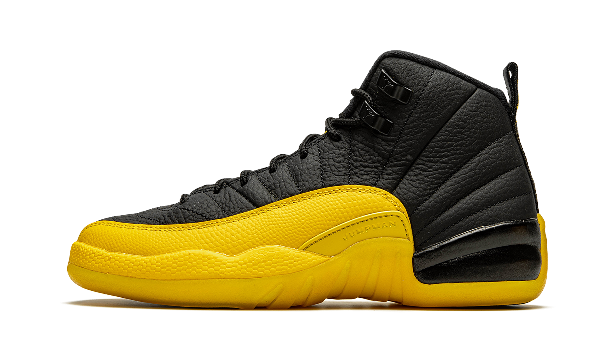 jordan 12 retro black university gold gs+153265-070+diagnol right view 1