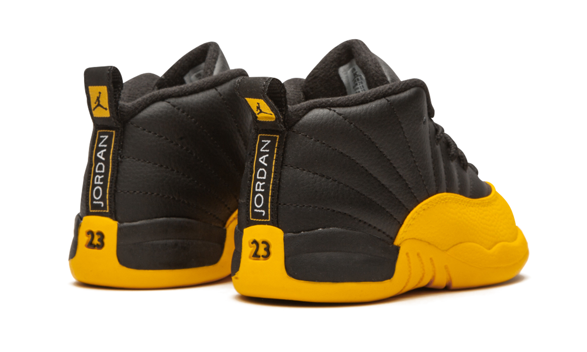 jordan 12 retro black university gold td+850000-070+diagnol right behind view