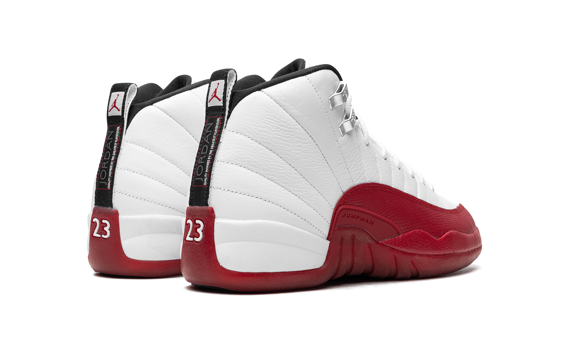 jordan 12 retro cherry 2023 gs+153265-116+diagnol right behind view