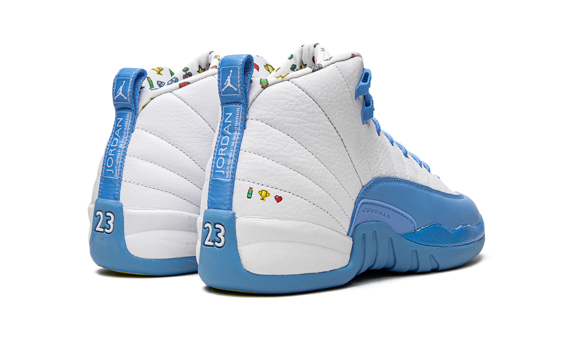 jordan 12 retro emoji gs+DQ4365-114+diagnol right behind view