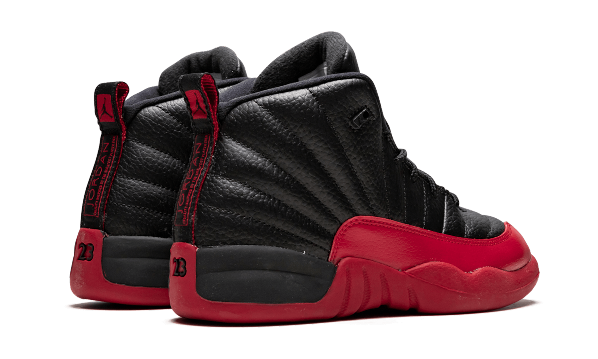 jordan 12 retro flu game 2025 ps+151186-002+diagnol right behind view