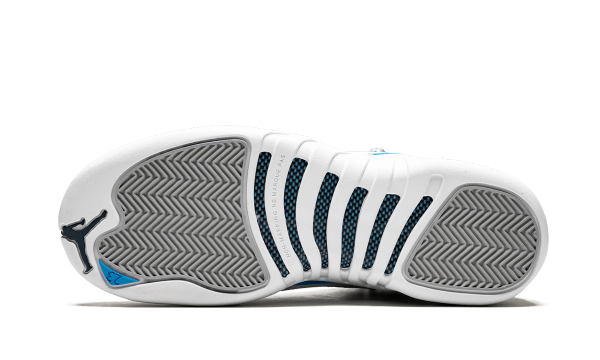 jordan 12 retro grey university blue gs+153265-007+bottom view
