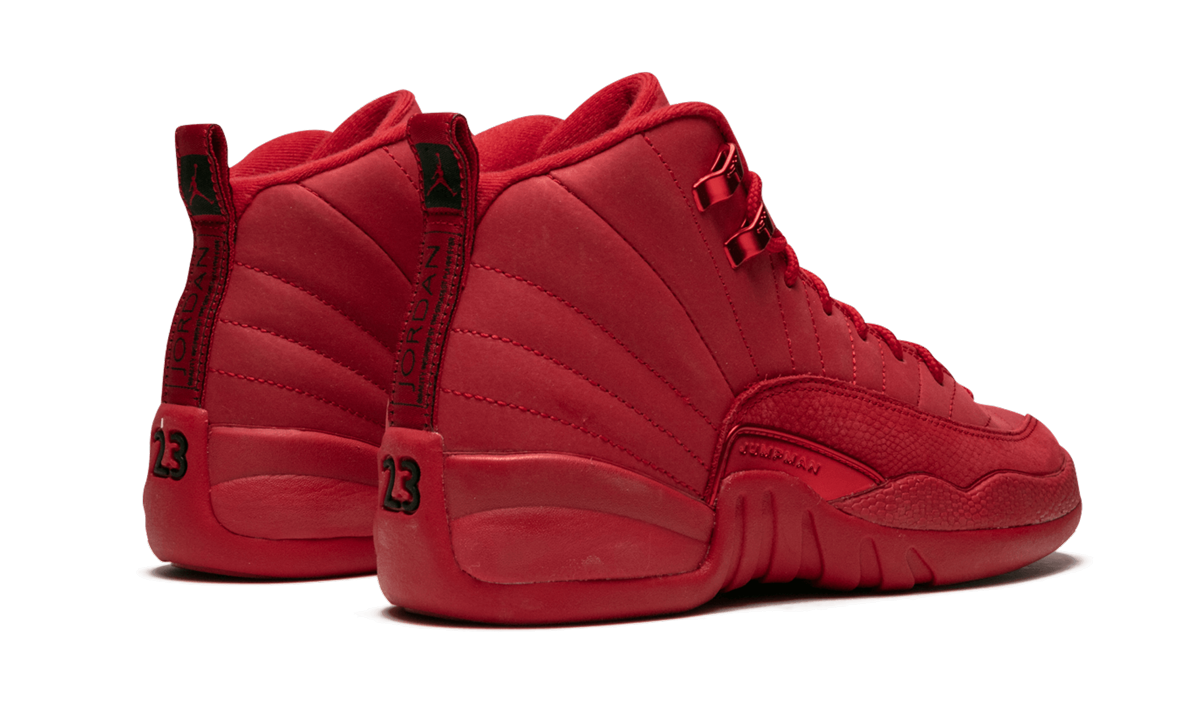 jordan 12 retro gym red 2018 gs+153265-601+diagnol right behind view