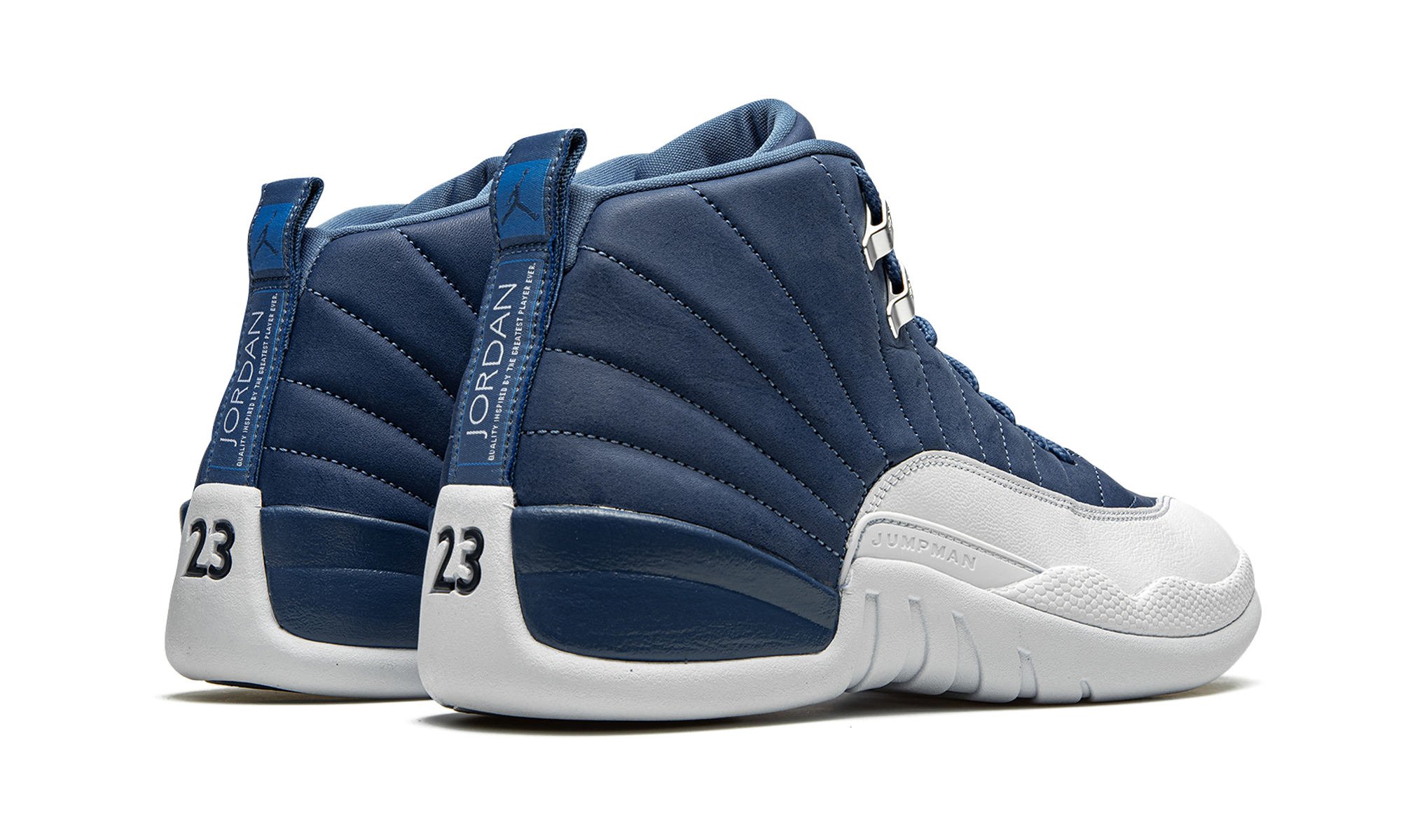 jordan 12 retro indigo+130690-404+diagnol right behind view