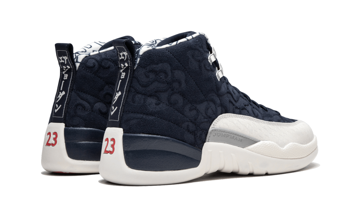 jordan 12 retro international flight+BV8016-445+diagnol right behind view