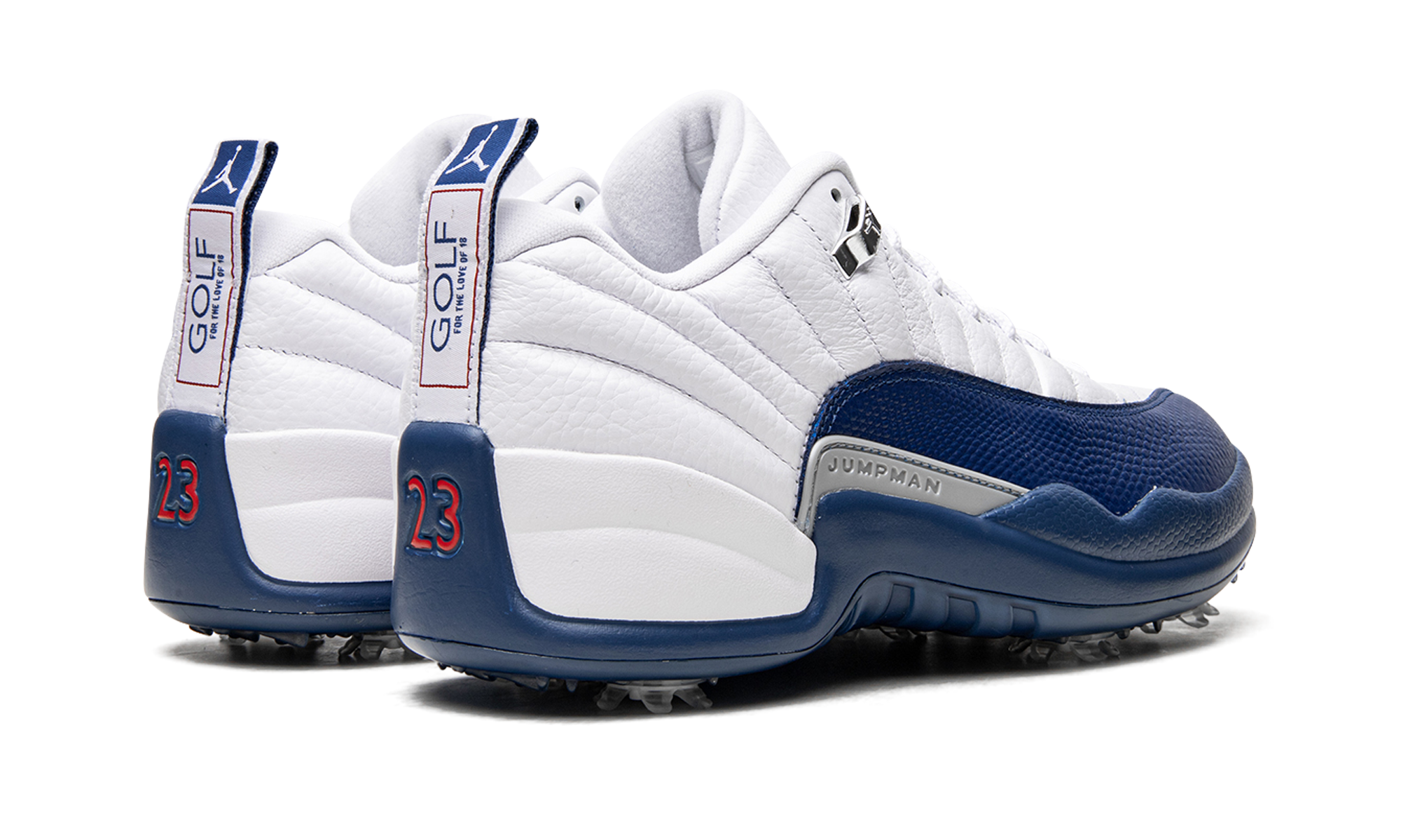 jordan 12 retro low golf french blue+DH4120-101+diagnol right behind view