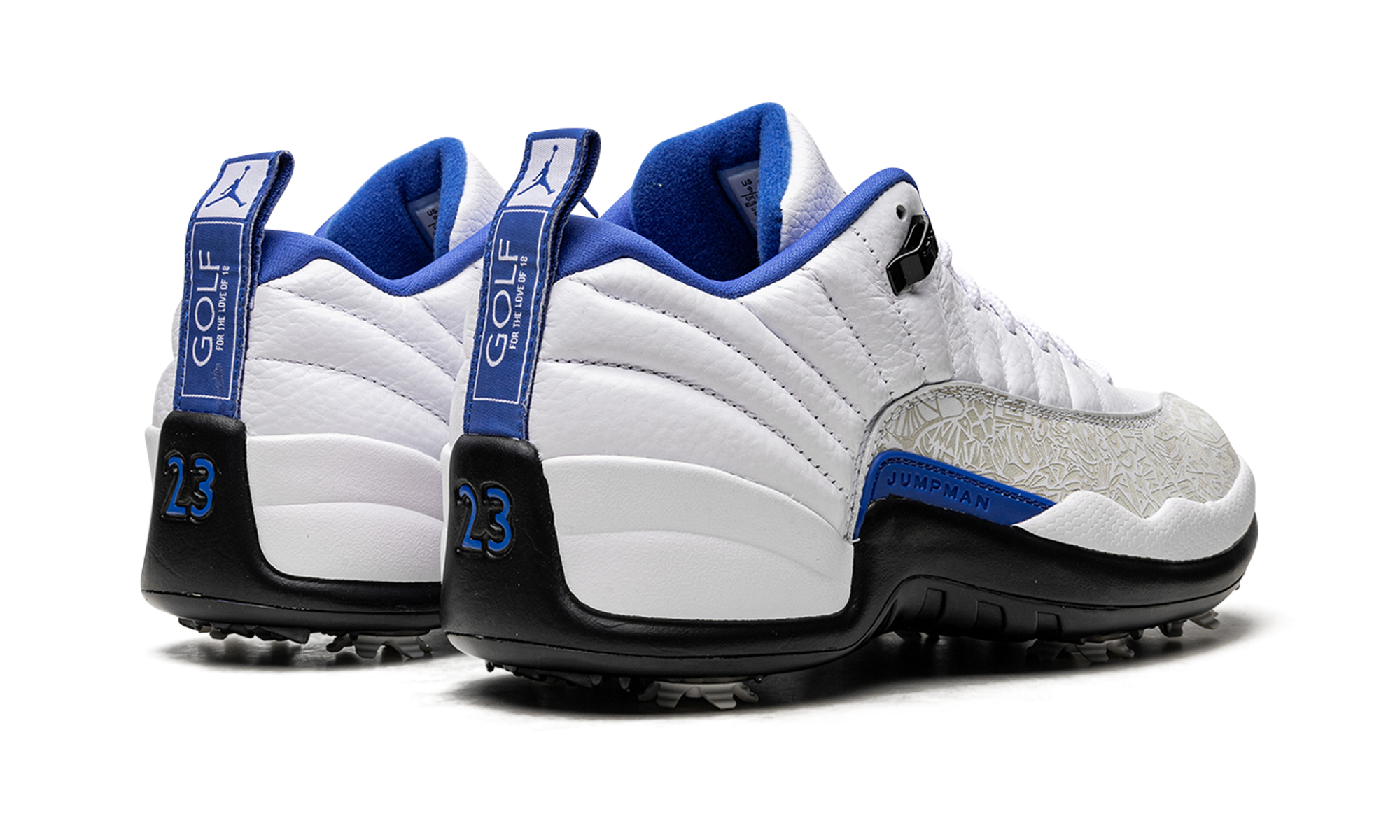 jordan 12 retro low golf nrg p22 laser game royal+DM9015-105+diagnol right behind view