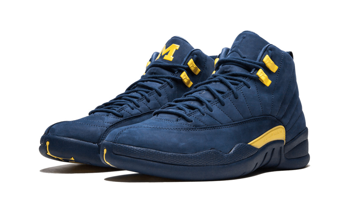 jordan 12 retro michigan+BQ3180-407+diagnol left view