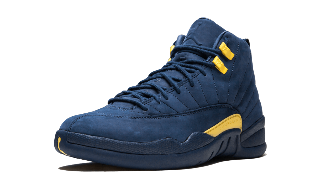 jordan 12 retro michigan+BQ3180-407+left diagnol single view