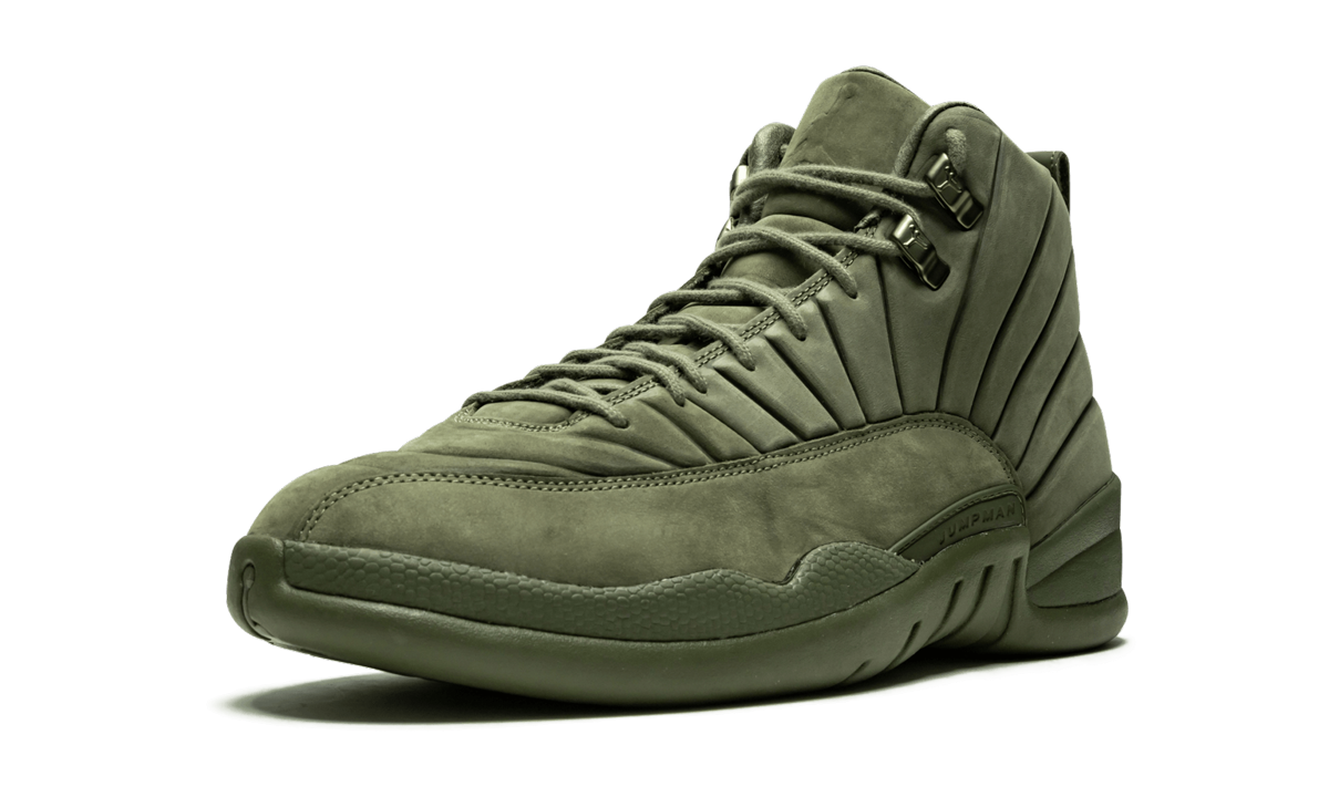 jordan 12 retro psny olive+AA1233-200+left diagnol single view