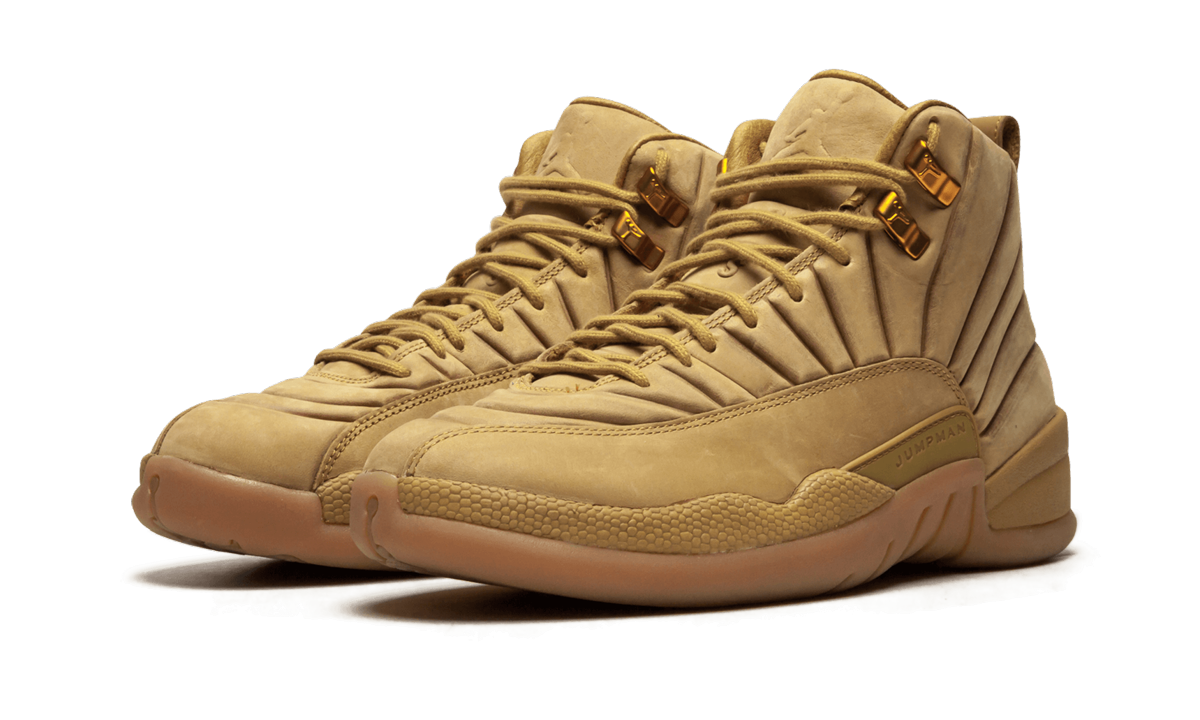 jordan 12 retro psny wheat+AA1233-700+diagnol left view