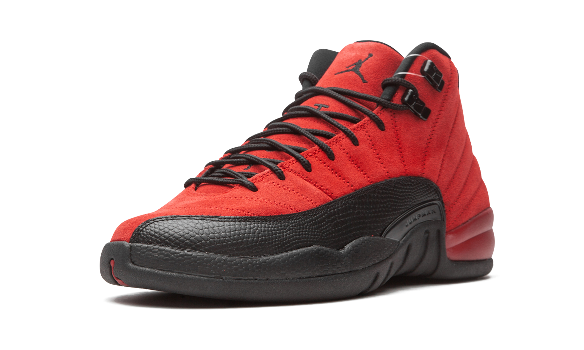 jordan 12 retro reverse flu game gs+153265-602+left diagnol single view