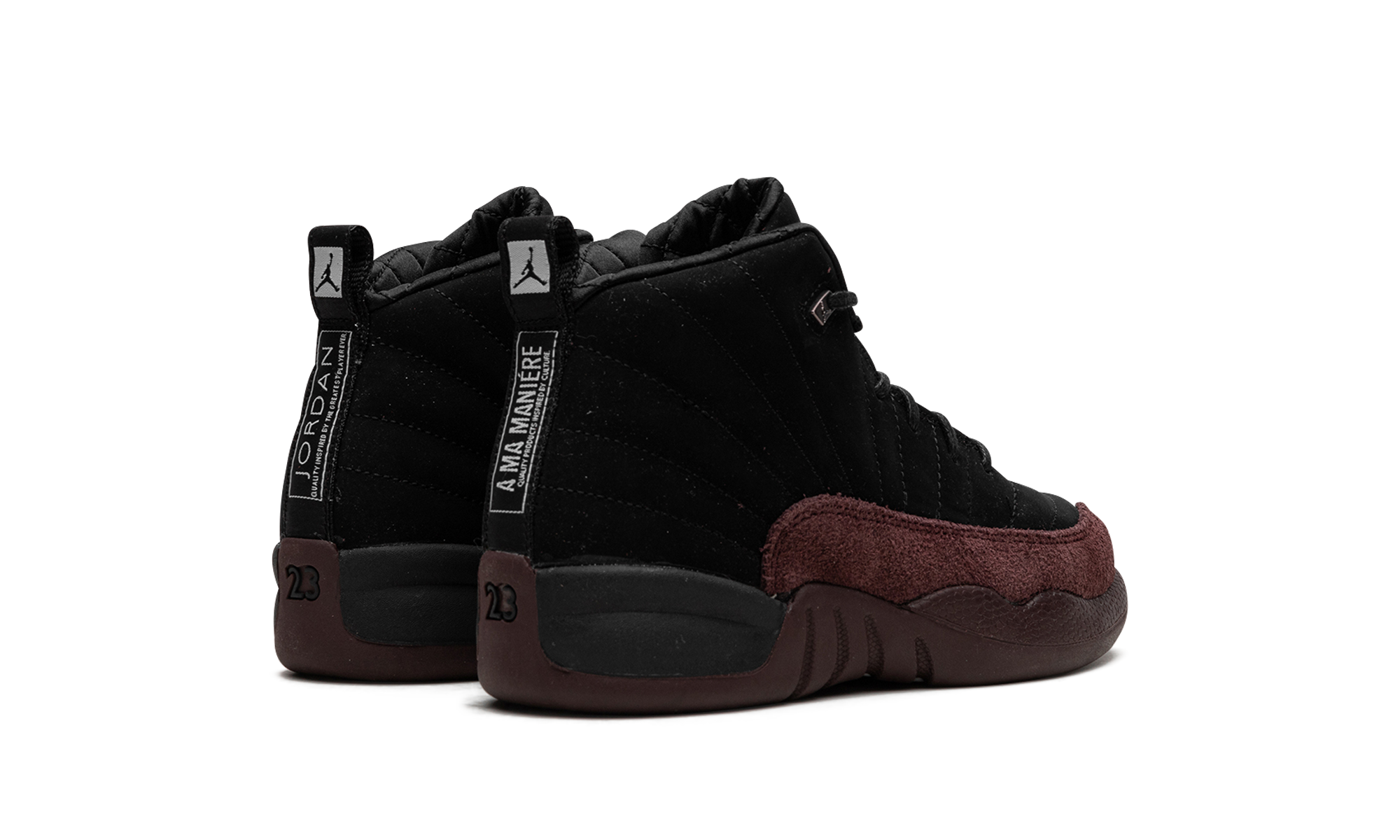 jordan 12 retro sp a ma maniere black ps+FB2686-001+diagnol right behind view