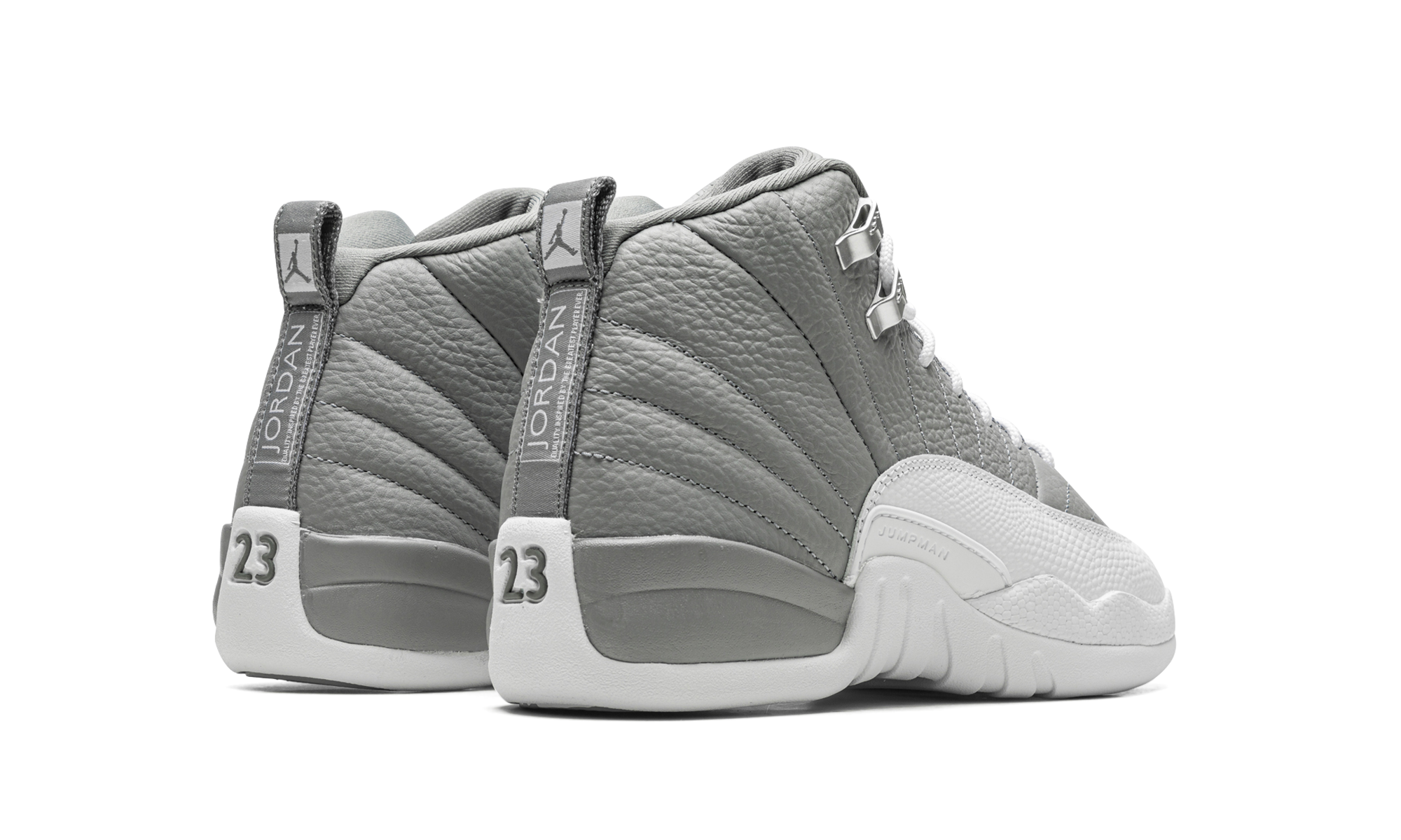 jordan 12 retro stealth gs+153265-015+diagnol right behind view