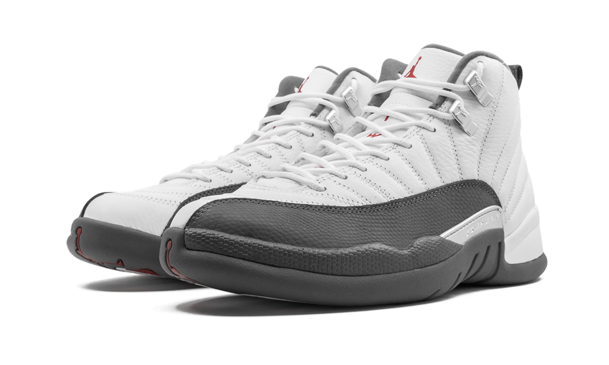 jordan 12 retro white dark grey+130690-160+diagnol left view