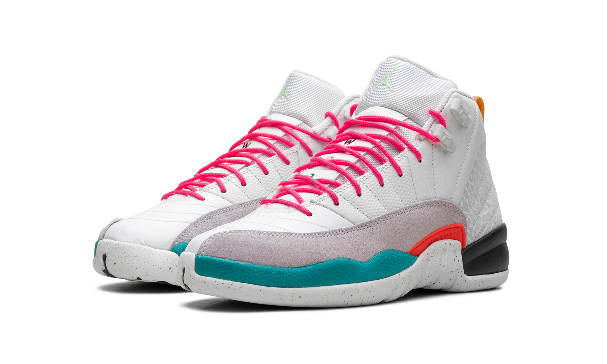 jordan 12 retro white vapor green gs+153265-130+diagnol left view