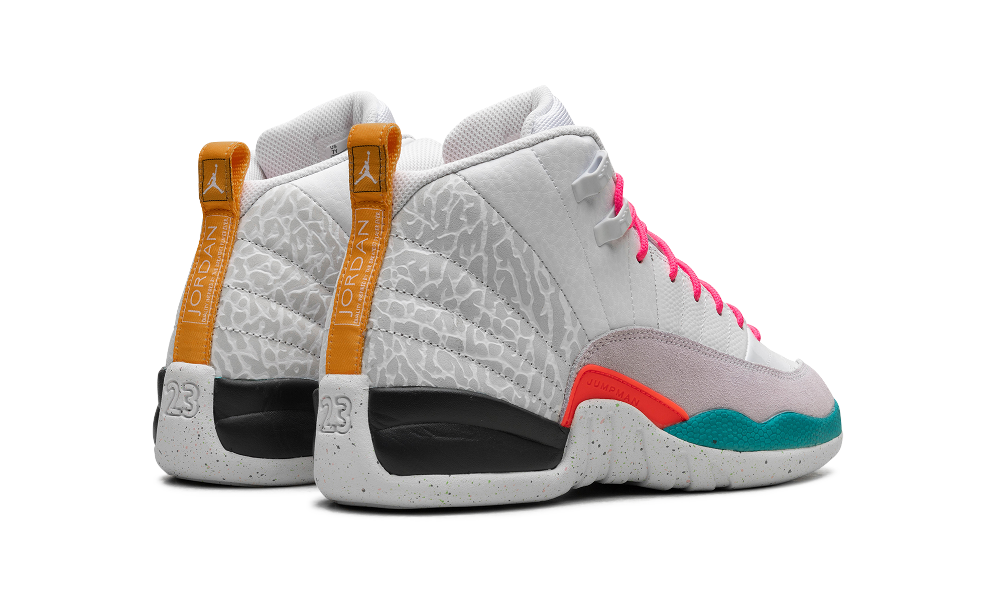 jordan 12 retro white vapor green gs+153265-130+diagnol right behind view